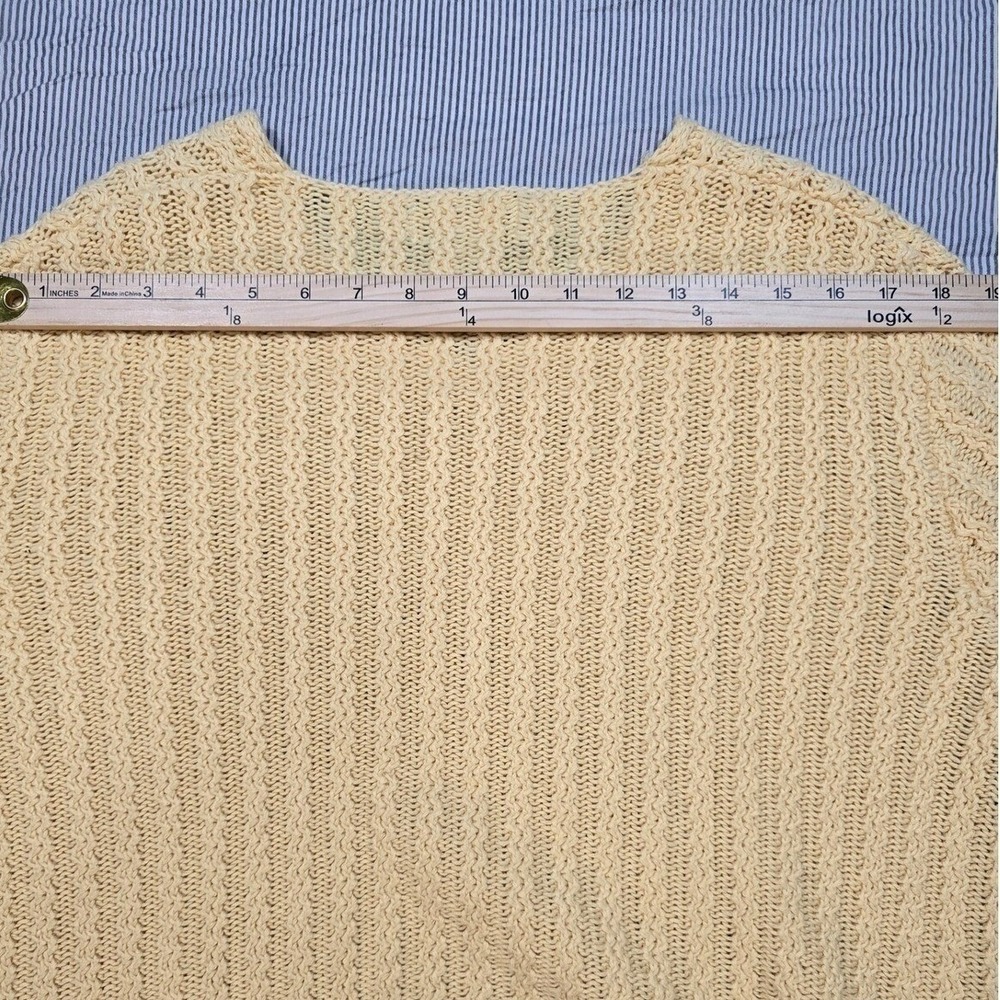 Eddie Bauer Women's Medium Yellow Knit Sweater Crew Neck Textured Casual Cozy - Picture 11 of 13